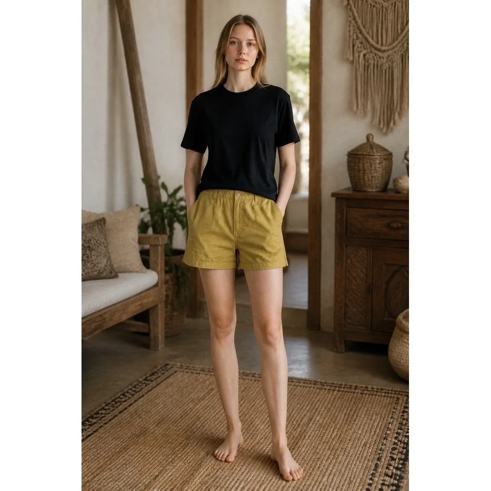 J. Jill Chino Shorts Womens Size 14 Beige Khaki Mid Rise Zip Fly Belt Loops fall